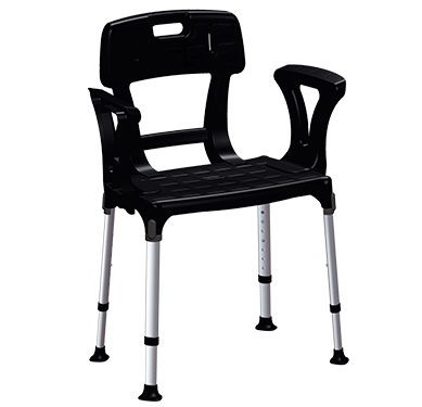 Adjustable polyethylene shower seat with backrest and armrests