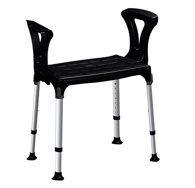 Adjustable polyethylene shower seat with armrests